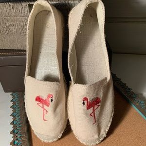 Espadrille Flats with embroidery Flamingos (S4)